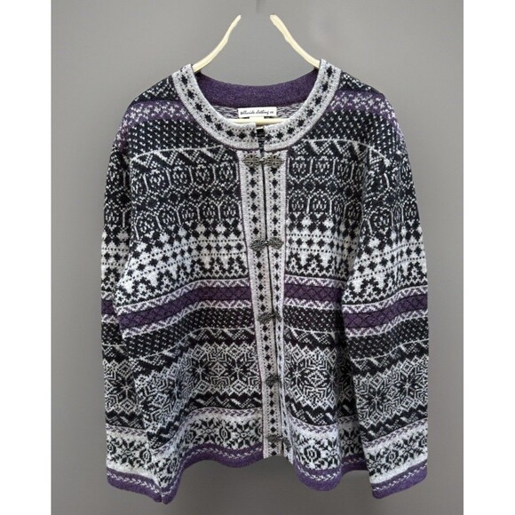 Telluride Clothing Women’s XL Nordic Wool Sweater Ski Fair Isle Clasp Cardigan - Picture 2 of 7
